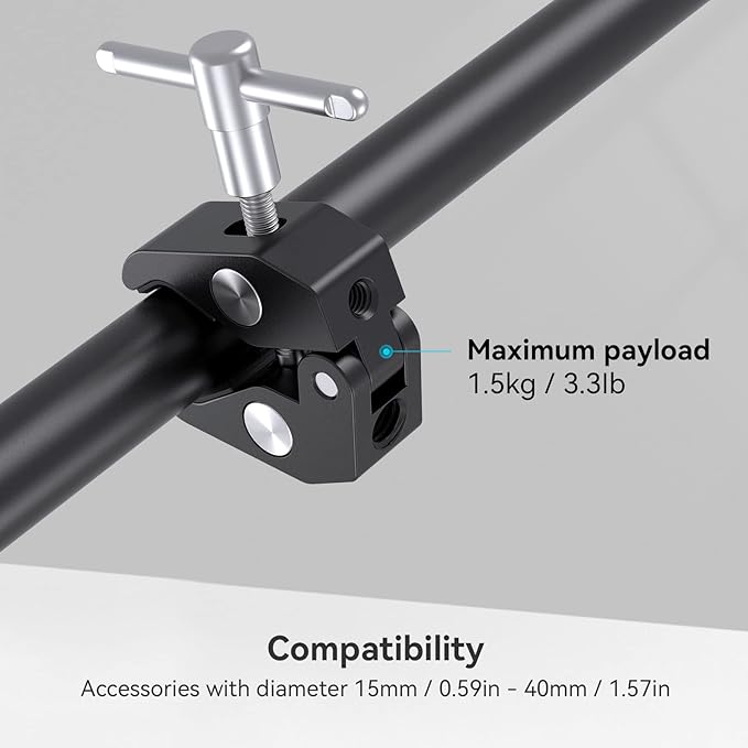 SMALLRIG Super Clamp with 1/4 and 3/8 Thread for Cameras, Lights, Umbrellas, Hooks, Shelves, Plate Glass, Cross Bars, etc - 735