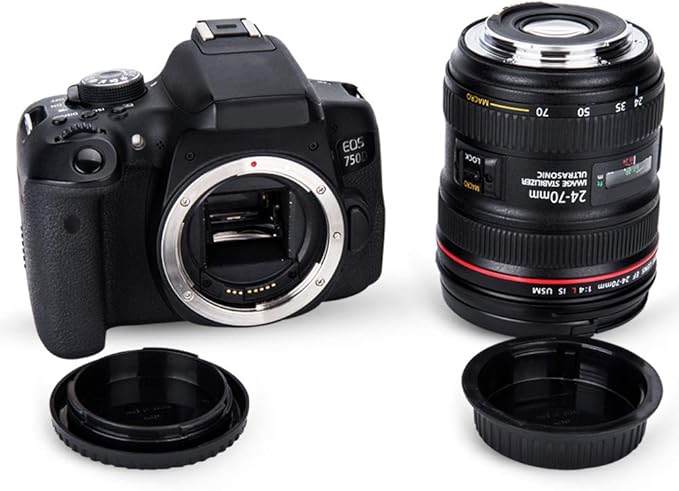 2 Pack EF EF-S Mount Body Cap Cover & Rear Lens Cap for Canon EOS 60D 70D 77D 80D 90D 2000D 4000D 5D Mark III IV 6D 7D Mark II 1DX Rebel T6 T7 T5 T1i T2i T3i T4i T5i T6i T6s T7i T8i SL1 SL2 SL3 & More