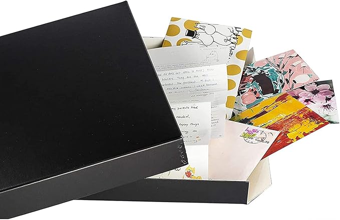 Lineco Museum Archival Storage Box, 9.75x12.75x1.5 in. Drop Front Design. Acid-Free with Metal Edge. Organize Photos, Pictures, Prints, Documents, Crafts, DIY. Black, 2 Pack