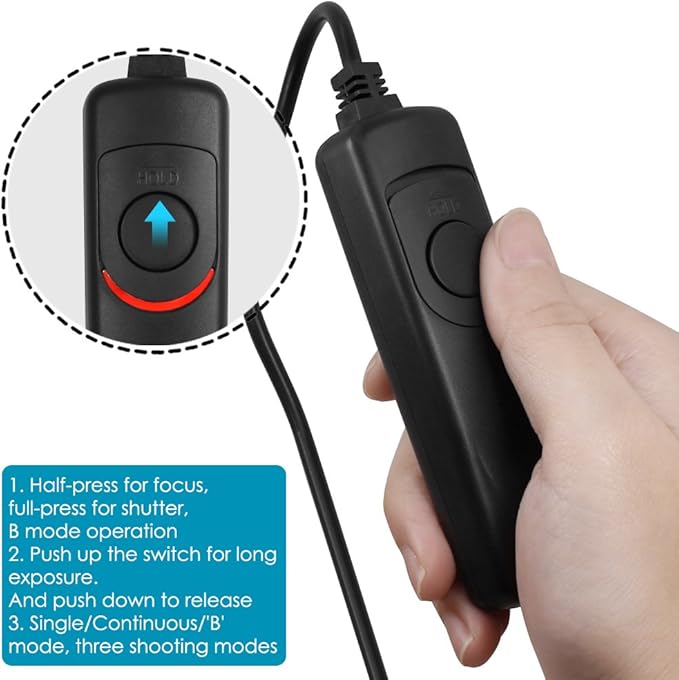 3.3ft Shutter Release Remote Control with 11.4ft Extension Cable 2.5mm, AFUNTA RS-60E3 Wired Remote Control Switch Cord Replacement Compatible 70D 100D 1200D Digital Camera DSLR