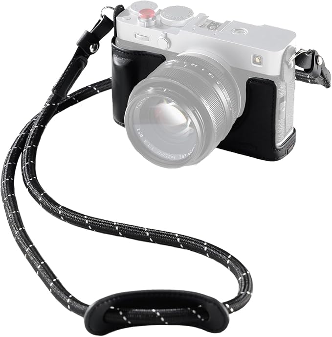SMALLRIG X-E5 Leather Case Kit for FUJIFILM X-E5, Vintage Half-Body Case with Shoulder Strap, Genuine Leather Material（Black）- 5450