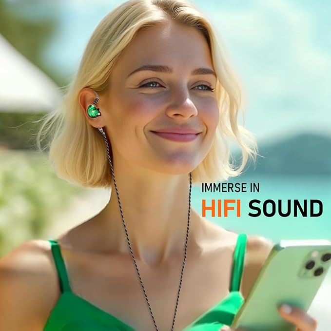 Vibes 202ML Wired Earbuds - HiFi in Ear Headphones for iPhone 5–14, Noise Isolating Ear Buds w/ Mic - Clear Sound, Deep Bass, Comfort-Fit Earphones - MMCX–LTN, Silver Plated Cord, Carrying Case