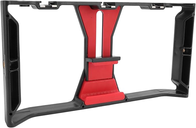 Smartphone Video Cage, Expandable Clamp Up to 100mm Ergonomic Grip Phone Video Rig Phone Cage Stabilizer with 0.25 Inch Screw Holes, for Filming Vlogging and Film Making