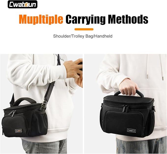 Cwatcun Small Camera Sling Bag Crossbody Camera Shoulder Case, Waterproof Travel Photography Camera Messenger Bag for Canon, Nikon, Sony, Fuji DSLR/SLR/Mirrorless Cameras, Lens and Accessories