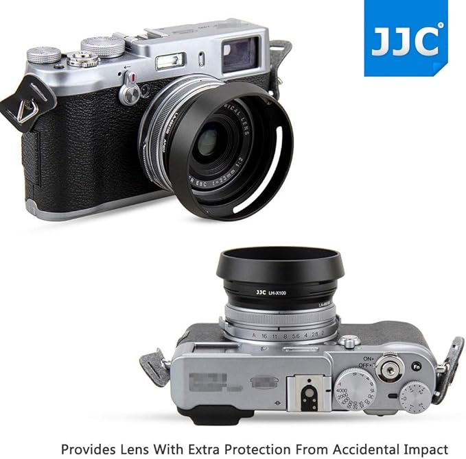 JJC Metal Lens Hood Shade Protector with 49mm Filter Adapter Ring for Fujifilm X100VI X100V X100F X100T X100S X100 X70 Replaces Fujifilm LH-X100 Lens Hood & AR-X100 Filter Adapter Ring/Black