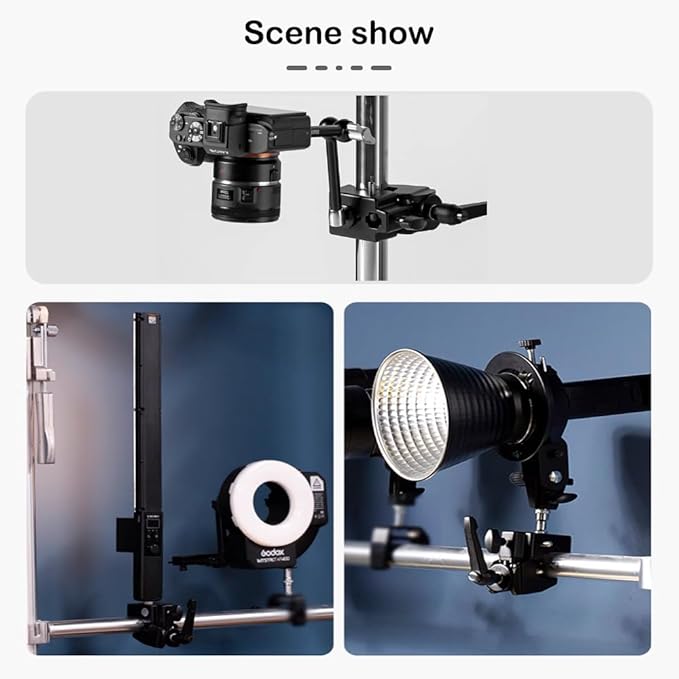 Super Clamp for Round Pipe Flat Surface,for Photography Studio Camera And Video Lighting Mounting,Multi-Function Studio Clip Mount (1 x Super Clamp)