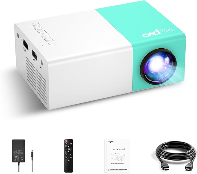 Projector Mini Portable Outdoor Movie Projectors, LED Pico Video Projector for Home Theater Film Projectors, Compatible with Smartphone/ Tablet/ Laptop/ TV Stick/ PS/ USB