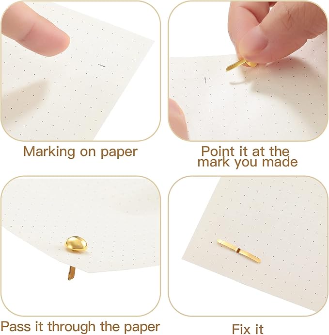 Hotop 500 Pcs Brads for Paper Crafts Metal Round Brass Paper Fasteners for Craft Art Crafting School DIY Supplies(0.24 x 0.47 Inch,Golden)