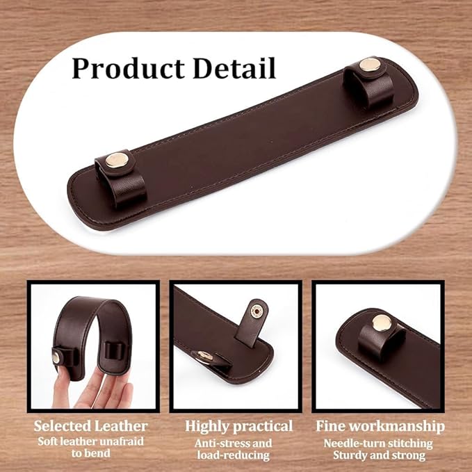 Beebeecraft 2 Sets Tote Bag Shoulder Pad Coconut Brown PU Imitation Leather with Alloy Button Detachable Replacement Bag Handle Wrap Protector Cover Straps for Tote Bags Purse Women DIY Making