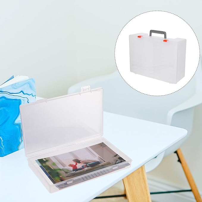 OATIPHO Photo Storage Box Craft Keeper with Handle Large Photo Case Container and Scrapbooking Supplies Portable Archival Organizer for Home and Studio Use