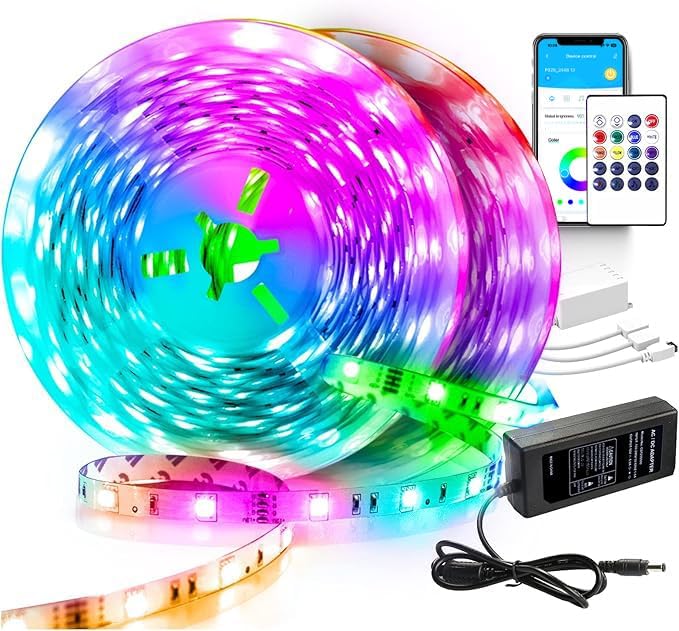 VOLIVO 200ft Led Strip Lights for Bedroom, Color Changing Led Light Strips Kit with Bluetooth App Control and IR Remote, RGB Music Sync Lighting for Room, Home Decor