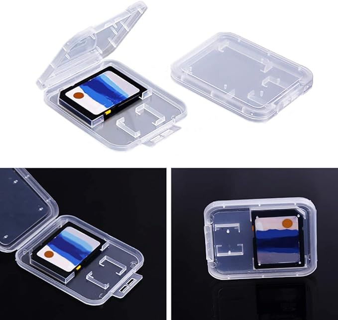 Clear Plastic Memory Card Case Compatible with SD SDHC SDXC Micro SD T-Flash Card (10 PCS)