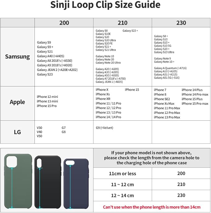 C-Shaped Clip Finger Phone Grip, Sinjimoru Silicone Cell Phone Strap for Phone Case with Clip as Phone Loop Holder for iPhone Case & Samsung Phone. Sinji Loop Clip Black 200