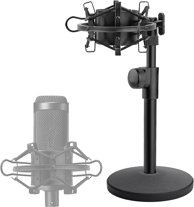Desk AT2020 Stand, Adjustable Metal Table Mic Stand with Shock Mount for Audio Technica AT2020 AT2020USB+ AT2035 ATR2500x Condenser Studio Microphone by Frgyee