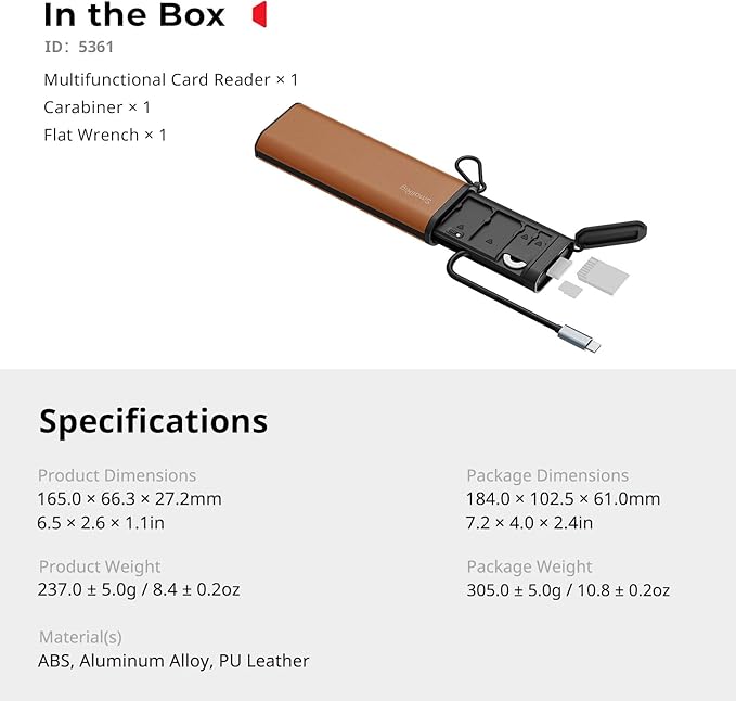 SmallRig Multifunctional Card Reader & Card Holder (CFexpress Type A), with Slot for AirTag, High-Speed Memory Card Reader for SD, SDXC, Micro SD, SDHC, 3 Card Read Simultaneously, 10 card slots -5361