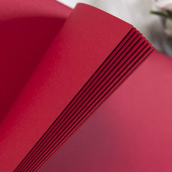10 x 10 Inch DIY Scrapbook Photo Album with Window Design Cover 80 Pages Craft Paper Memory Book for Weeding Anniversary Travel and Baby (Red)