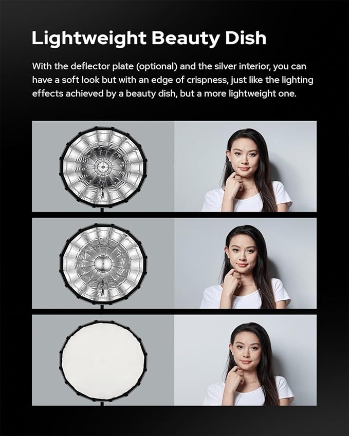 Godox Softbox S65T+Grid Bowens Mount 25.6in/65cm Quick Release Umbrella Softbox with Grid Bowens Mount - Portable Versatile Precise Control - Ideal for Studio Photography Live Streaming and Travel