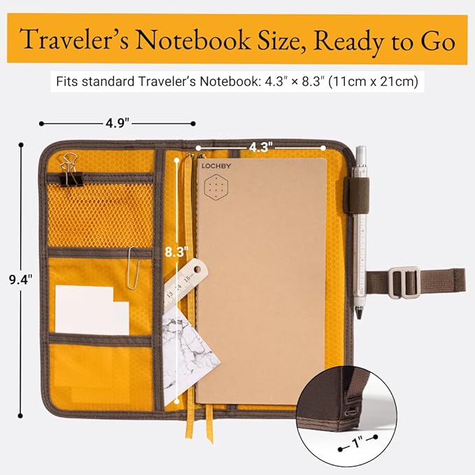 LOCHBY® Voyager Journal | Water Resistant Waxed Canvas | Pen Loop | Included Tomoe River Notebook | Perfect for Travel, Art, Bullet Journal