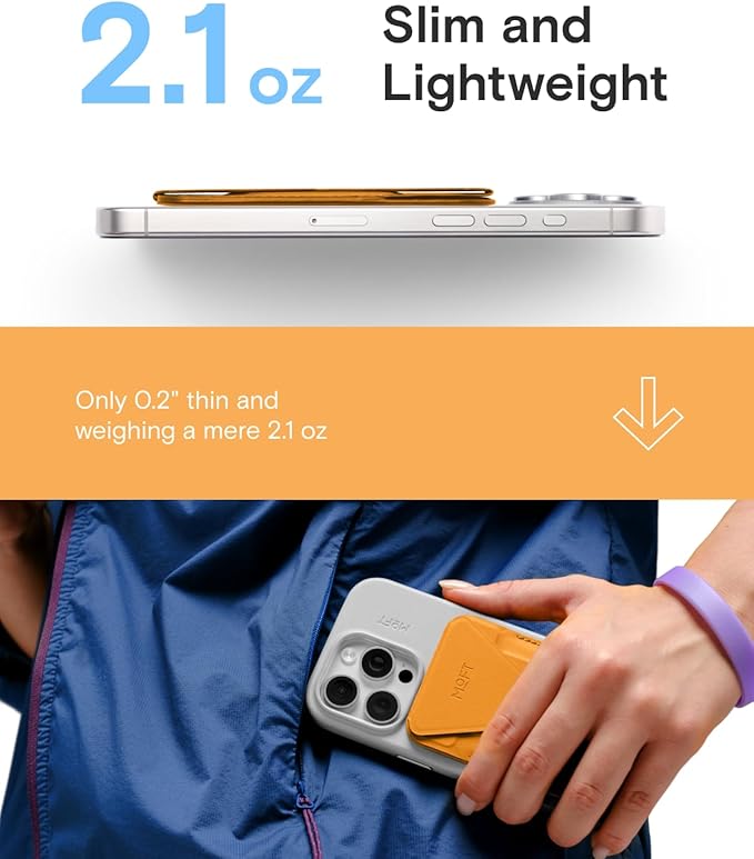 MOFT Magnetic Wallet Stand Compatible with iPhone 17/16/15/14/13/12 Series, Angle Adjustment & Magsafe Compatible MOVAS Phone Stand,Orange