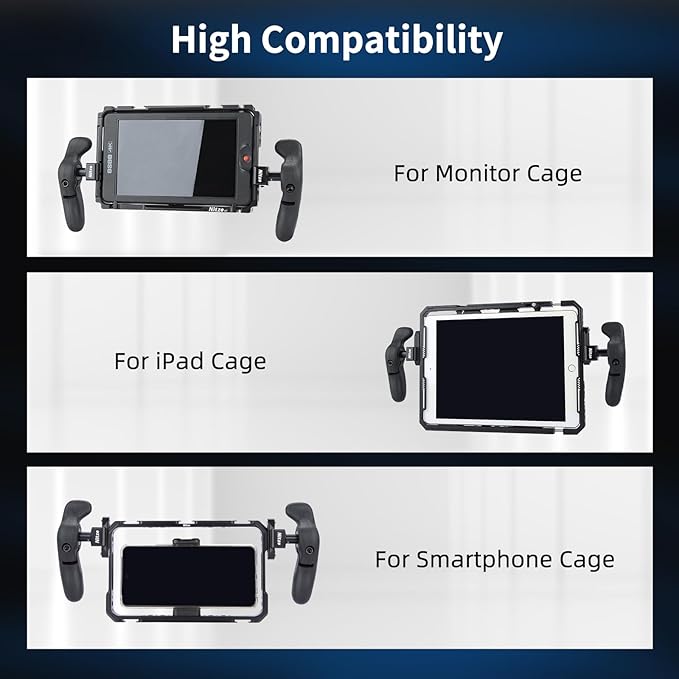 Nitze Side Handle Kit with NATO Clamp, 360° Adjustable NATO Side Handles for Smartphone/iPad/Monitor/Camera Cages - PA32C