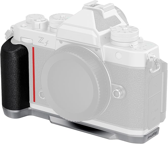SmallRig Silicone L-Shape Grip for Nikon Z f Built-in Quick Release Plate for Arca and Wrist Strap Hole, Ergonomic Silicone Handgrip with 1/4"-20 Threaded Holes for Tripods (Silver) - 5706