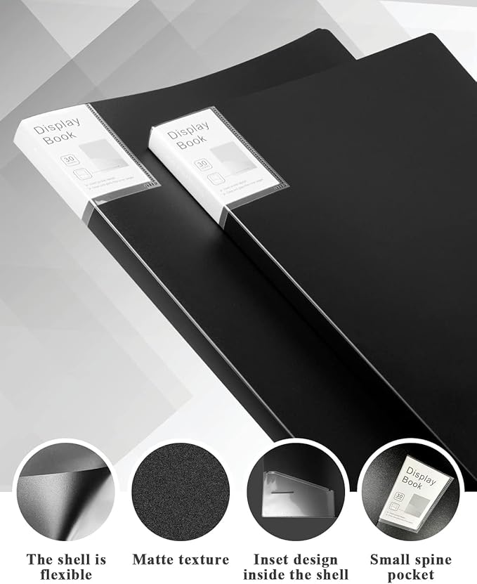 Premium Art Portfolio 3 Packs 11"x17" Presentation Book - Black Folder with Plastic Sleeves for Artwork Professional Display Book for Artists and Creatives