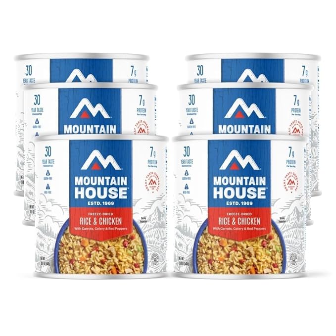 Mountain House 510-Serving Emergency & Survival Food Kit – 72 Cans of Ready-to-Eat Meals Including Rice & Chicken, Beef Stew, Lasagna with Meat Sauce, Chili Mac with Beef, Spaghetti with Meat Sauce – Fully Cooked, Long-Term Storage, 30-Year Taste Guara...