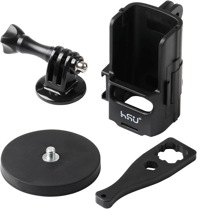 HSU Magnetic Expansion Adapter Mount Compatible with DJI Osmo Pocket 3, Magnet Extended Mounting Bracket Frame with Cold Shoe, Osmo Pocket 3 Quick-Release