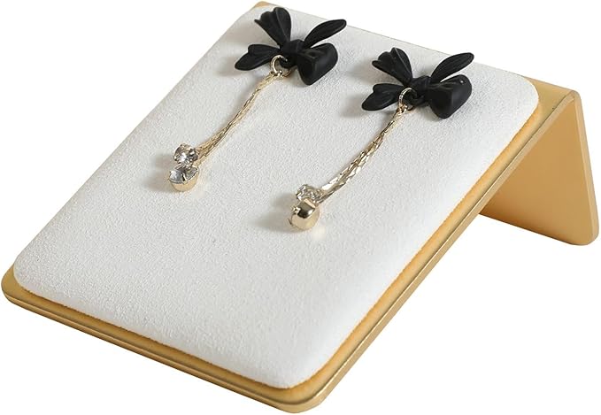 GemeShou Velvet earring display stands for selling, White earring holder, Gold Jewelry studs organizer【White】