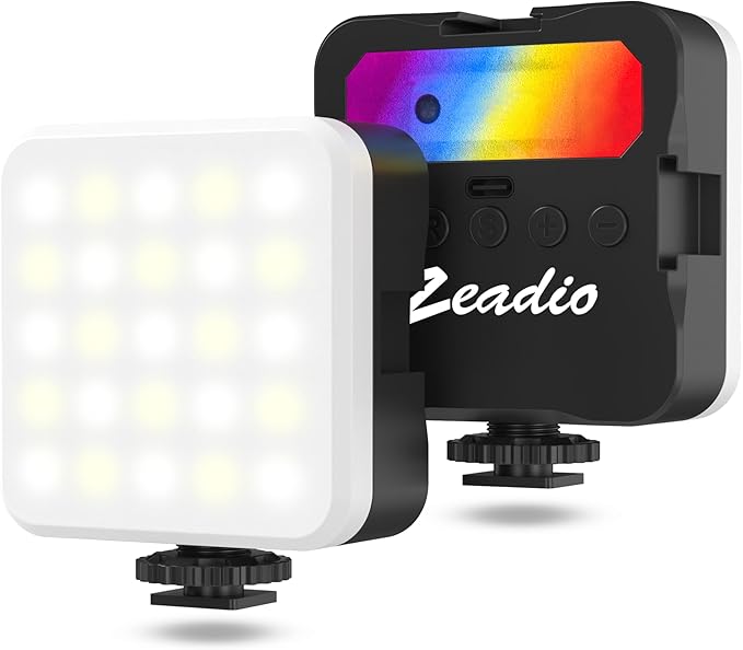 Zeadio LED Camera Video Light - 800LM Adjustable 3000K-7000K Color Temperature, CRI95 Portable Pocket LED Light for DSLR/Tabletop Filming/Selfie/Cell Phone/Photography, Pack of 1