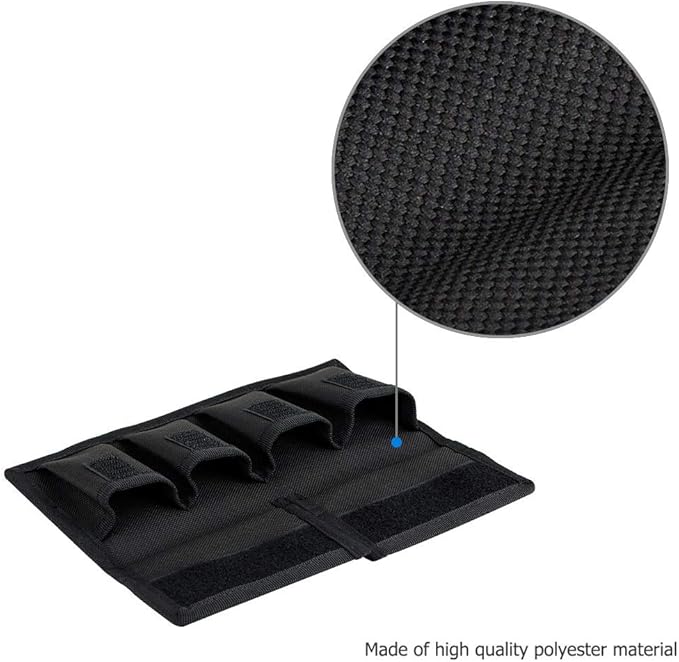 Camera Battery Pouch Holder Case for 4 PCS Sony NP-F550 NP-FW50 NP-FZ100 NP-BX1 Canon LP-E6 LP-E8 LP-E10 LP-E12 LP-E17 Fuji NP-W126 Nikon EN-EL14 EN-EL15 with Zipped Pocket to Store SD TF XQD CF Cards