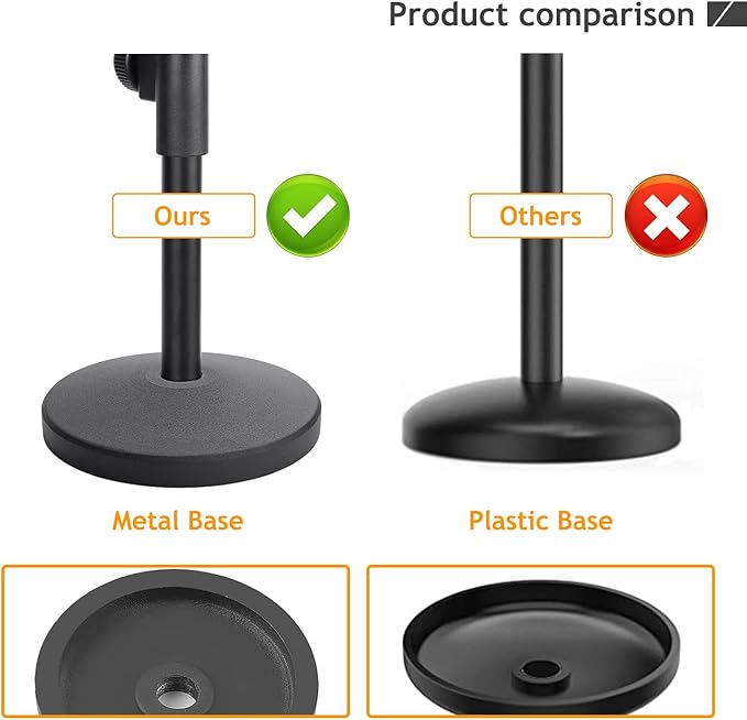 Desk AT2020 Stand, Adjustable Metal Table Mic Stand with Shock Mount for Audio Technica AT2020 AT2020USB+ AT2035 ATR2500x Condenser Studio Microphone by Frgyee