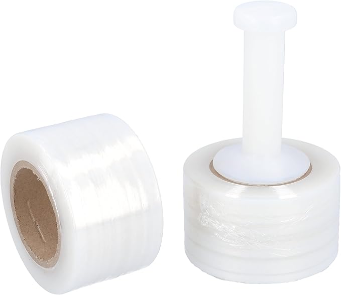 PSBM 48 Rolls 2 Inch x 700 Feet 120 Gauge Mini Stretch Film/Wrap with Plastic Handle, Heavy Duty Industrial Strength Clear Shrink/Plastic Wrap for Moving, Packing, Shipping, Bundling & Storage