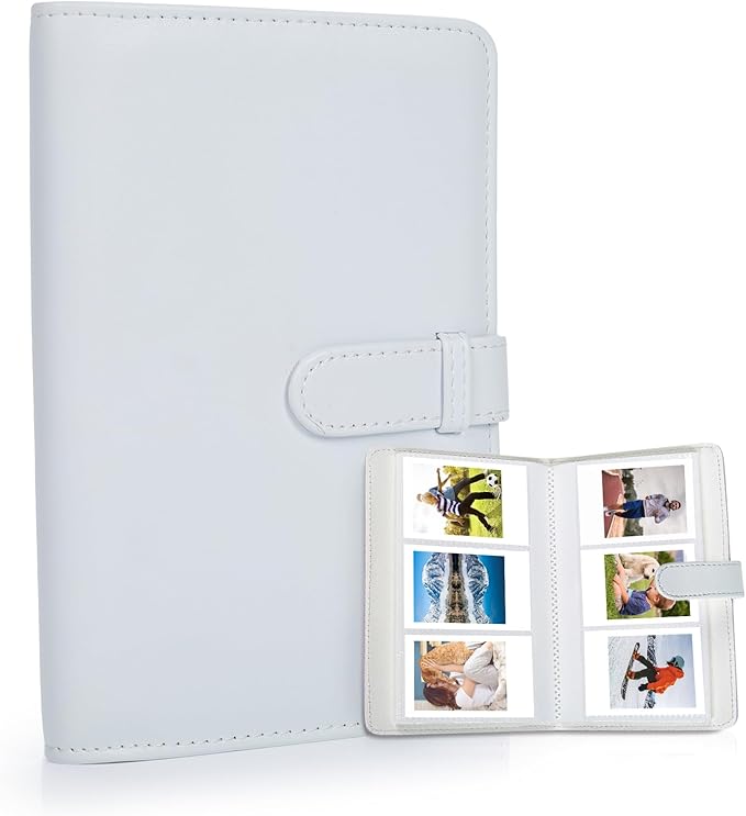 Riosin 108 Pockets Mini Album Compatible with Fujifilm Instax Mini film, Suitable for Instax Mini 12/11/7+/9/Evo/Link 2, 2x3"Photo Album for Canon ivy 2 Kpop Photocard(Clay White)