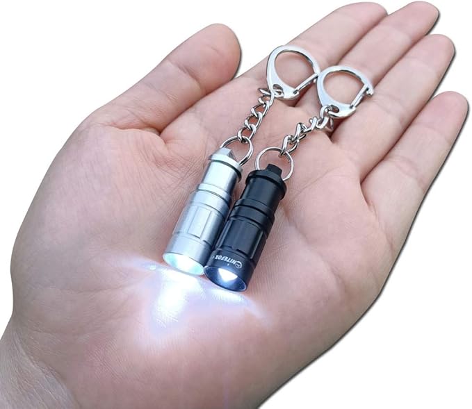 e1 Smallest Keychain Flashlight Micro Tiny Mini Keychain Light Long-Lasting Safety Light for Everyday Carry Emergencies Outdoor Dog Walking Hiking Camping Nice Gift for Parents Kids