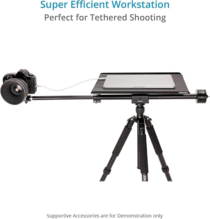 PROAIM Universal Laptop Workstation for Tethered Shooting – Size 16x13” Fits All Laptops | Most Affordable Workstation for Photographers, Videomakers & Filmmakers | Aluminum Desk mounts to C-Stand