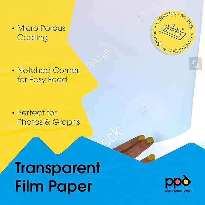 PPD Premium Inkjet Transparency Film (Overhead Projector Film) 150 Micron Thick 8.5x11" X 50 Sheets - Instant Dry PPD-34-50