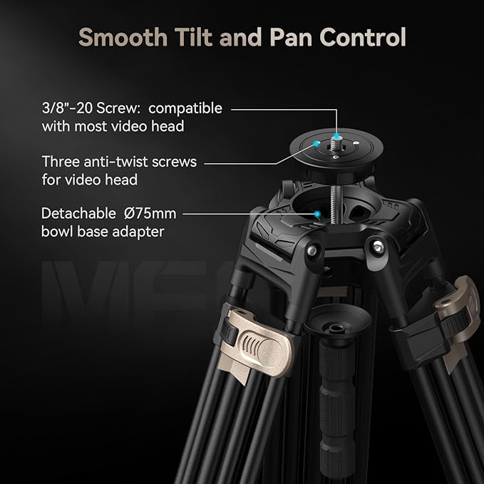 SMALLRIG AD-80 FreeBlazer Heavy-Duty Aluminum Alloy Tripod,71/inch Video Tripod with 75mm Bowl Adapter,One-Step Height Adjustment,Load up to 33lbs,Professional Tripod for DSLR,Camera,Camcorder-4164