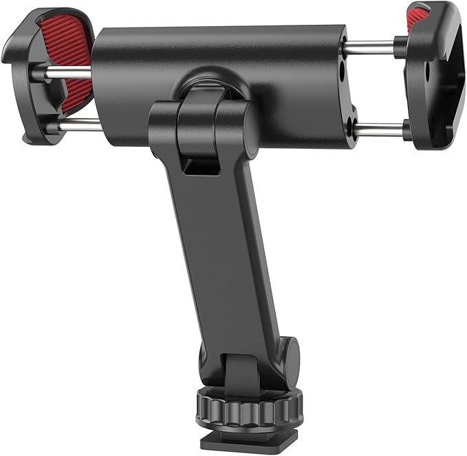 Phone Tripod Mount Holder for iPhone - 2 Cold Shoe and 1/4" Screw, 360° Rotates and 180° Tilts Compatible for iPhone Android Sony Canon DJI Ronin S/SC Zhiyun Gimbals