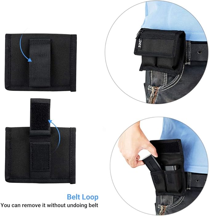 DSLR Battery and Memory Card Holder Pouch (3 Pockets) - Camera SD CF XQD Card Storage Case for AA, LP-E6, LP-E10, LP-E12, LP-E17, EN-EL14, EN-EL15, NP-FW50, NP-F550, NP-FZ100 Batteries