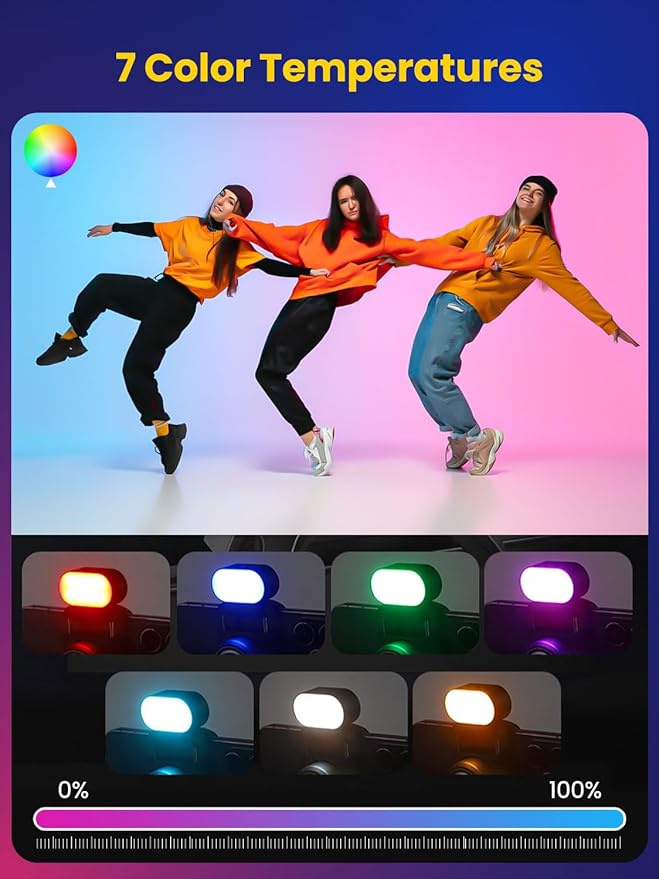 AOCHUAN Gimbal Stabilizer for iPhone & Android, 3-Axis Phone Gimbal with 7.8" Extendable Rod, Magnetic RGB LED Light, 7 Color Temperature, EVA Protective Storage Bag w/Hand Strap, V8 WH& AL20& B30