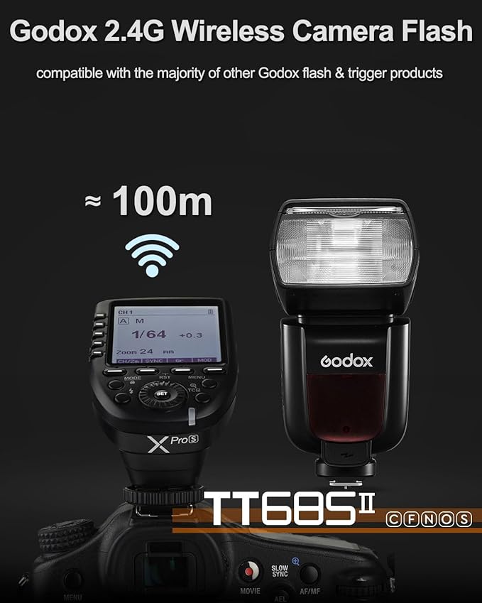 Godox TT685II-F TTL HSS 1/8000s GN60 2.4G Wireless Master Slave Off Flash Speedlite Speedlight Compatible for Fujifilm Cameras with Diffuser