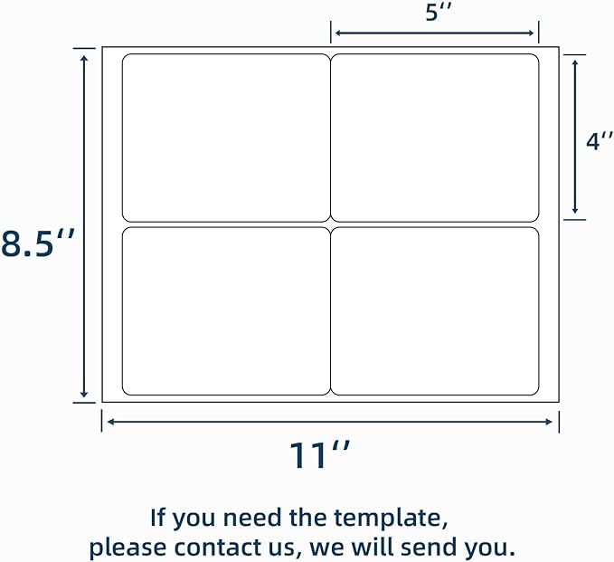 100 Sheets 400 Pcs 4"x5" 4 Up Shipping Address Labels for Laser & Inkjet Printers, Permanent Adhesive 4 per Page Shipping Labels, 4 to a Page Labels, 4 Stickers per Sheet