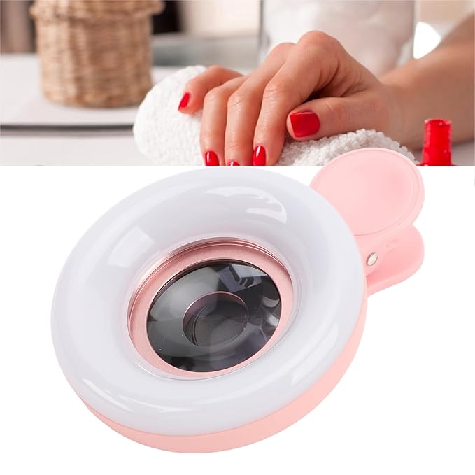 Mobile Phone Macro Photography Lens 3 Color Lights Portable Clip On Macro Lens, for Detail Photography, Rechargeable for Eyelashes Eyebrows Nail Art