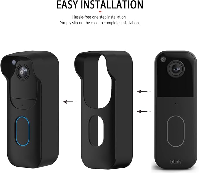 Silicone Skin Case for Blink Video Doorbell (2nd Gen) - Weatherproof Silicone Protective Cover with Brim for All-New Blink Doorbell Camera 2025 Full Protection (Black)