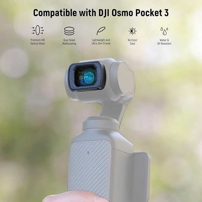 NEEWER ND/PL Filter Set (4 Pack) & 0.75X Wide Angle Lens Compatible with DJI Osmo Pocket 3 Creator Combo Accessories, ND8/PL ND16/PL ND32/PL ND64/PL Polarized ND CPL with Screen Protectors, FL-B07