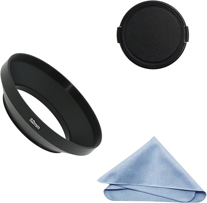 SIOTI 52mm Lens Hood, Oxidation Matte Anti Reflective Treatment, Aluminum Alloy, with 1 * 67mm Lens Cap, Compatible with Sony/Canon/Nikon/Fuji etc >16mm Camera Lens