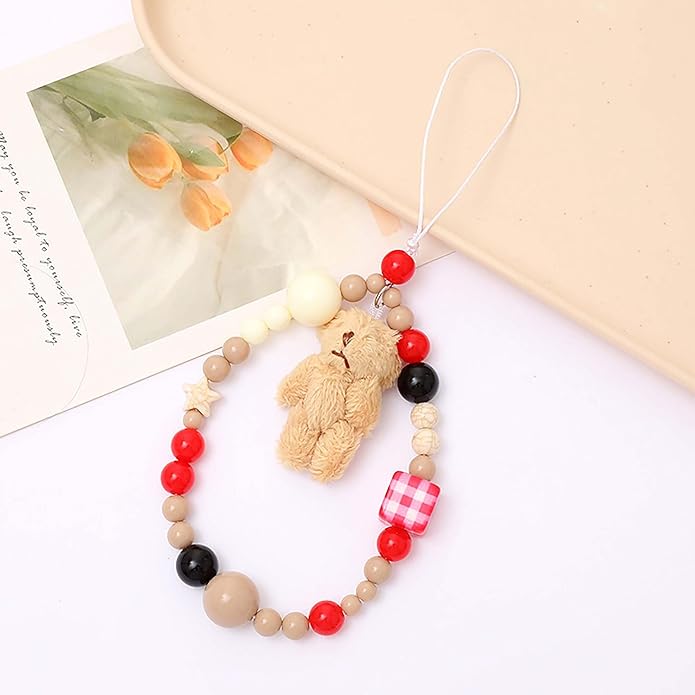 Beaded Phone Charm Lanyard Strap Girly Style Fixed Beads Pearl Lanyards