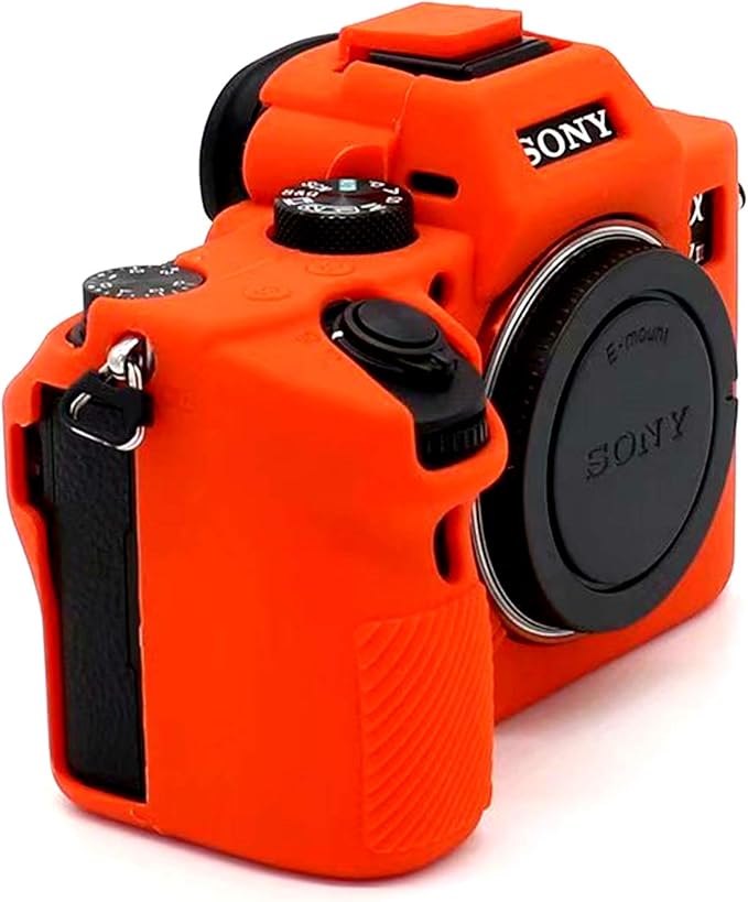 Professional Secure Soft Silicone Camera Case Bag Housing Rubber Body Skin for Sony Alpha A7iii a73 A7R3 A7Riii a7R Mark III a7 Mark III Digital SLR Camera Protective Case (Orange)