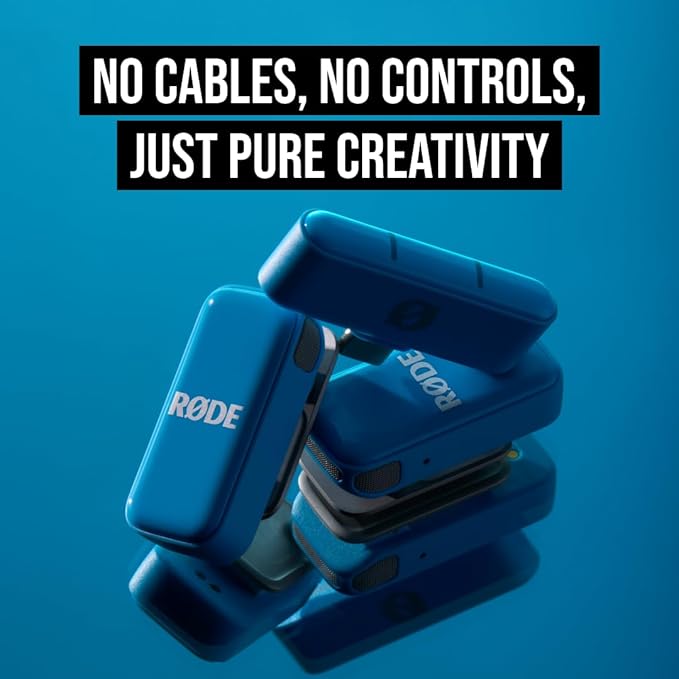 RØDE Wireless Micro - Compact Wireless Microphone, Two Mics with Charge Case for Smartphone Content Creation - USB-C, Blue